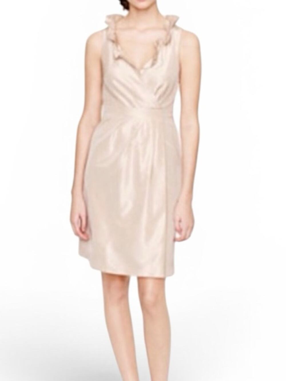 J Crew 100% Silk Blakely Dress SIZE 2 Taffeta Cocktail Retro Sleeveless Neutral